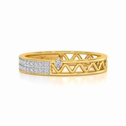 Ziggy Silver Band Ring - Yellow Gold - Image 4