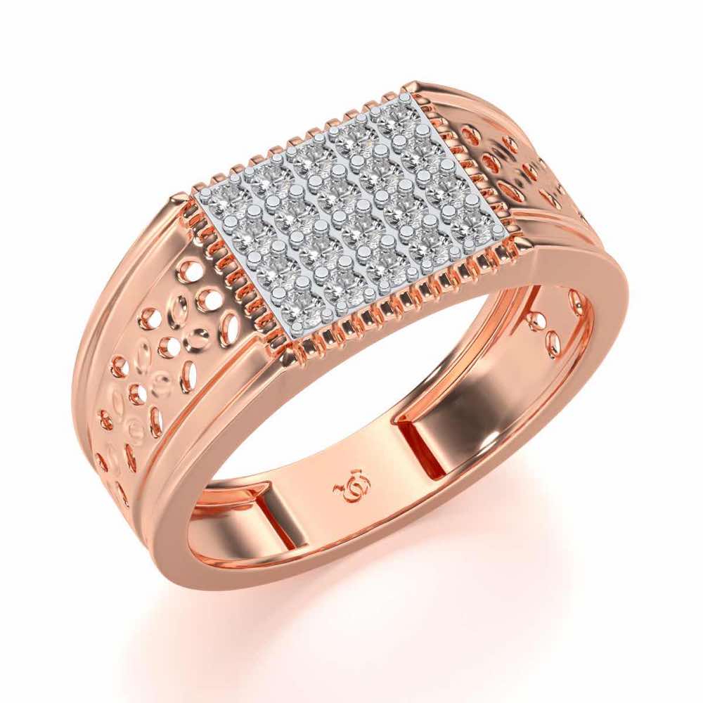 Zircon Silver Ring For Men - Rose Gold - Image 1