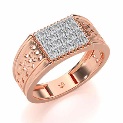 Zircon Silver Ring For Men - Rose Gold - Image 1