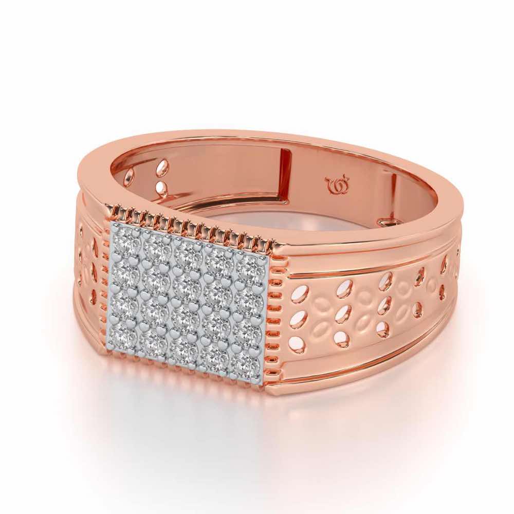 Zircon Silver Ring For Men - Rose Gold - Image 2