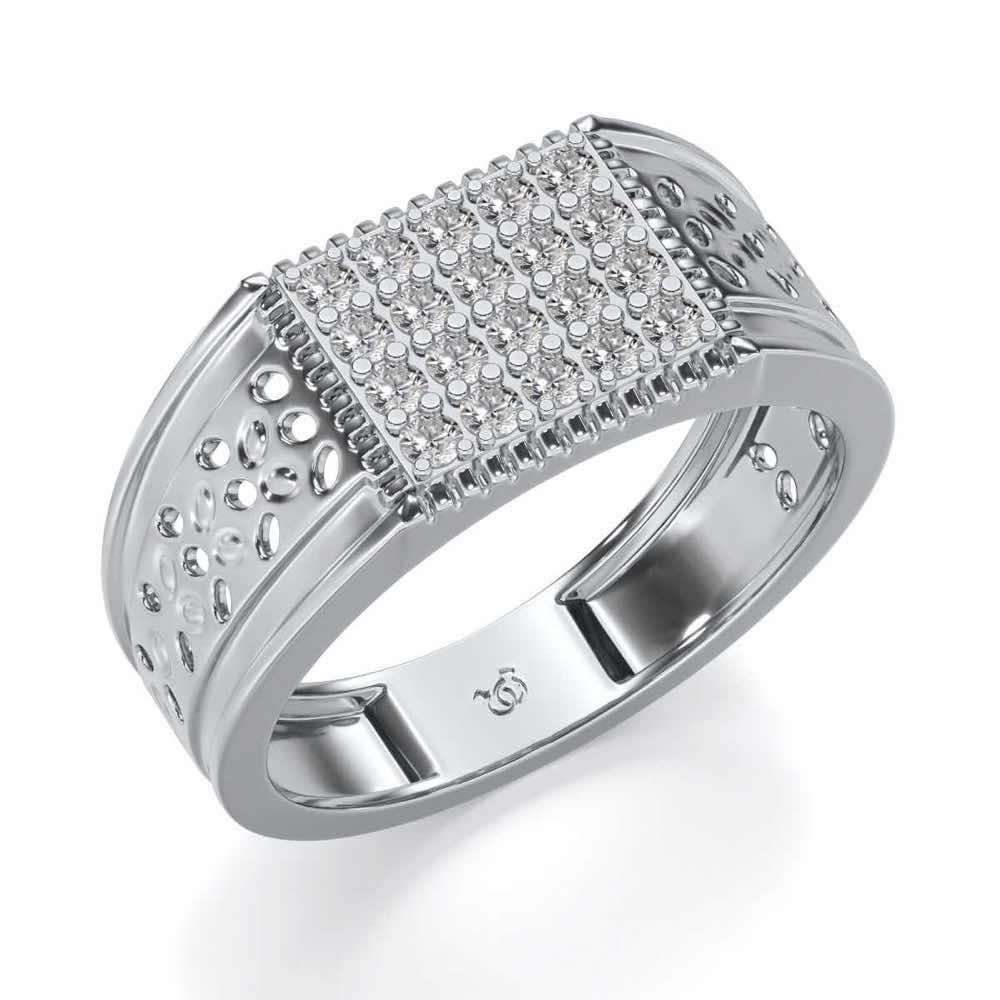 Zircon Silver Ring For Men - White Gold - Image 1