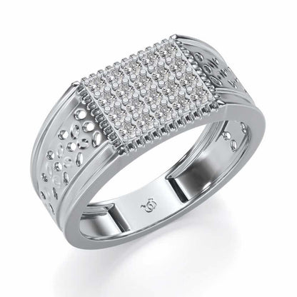Zircon Silver Ring For Men - White Gold - Image 1