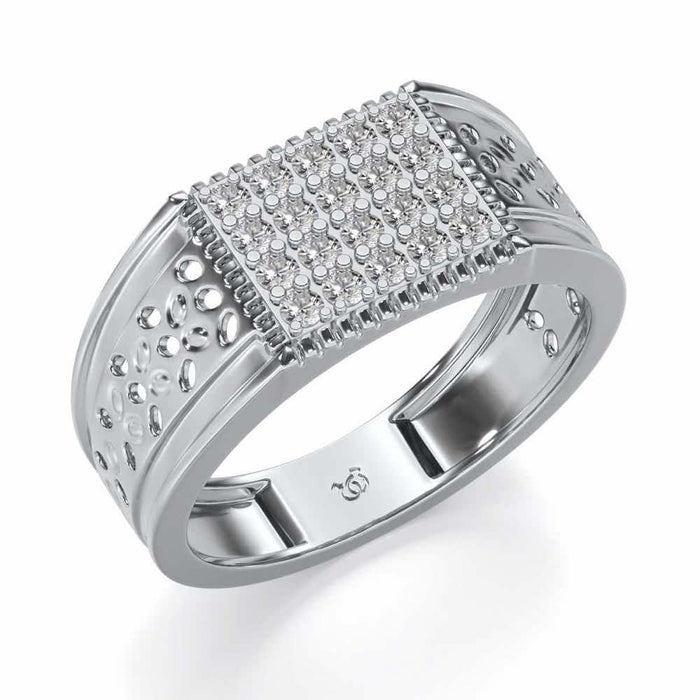 Zircon Silver Ring For Men - White Gold - Image 1