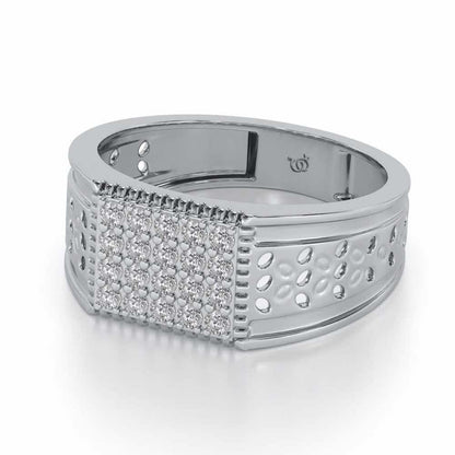 Zircon Silver Ring For Men - White Gold - Image 2
