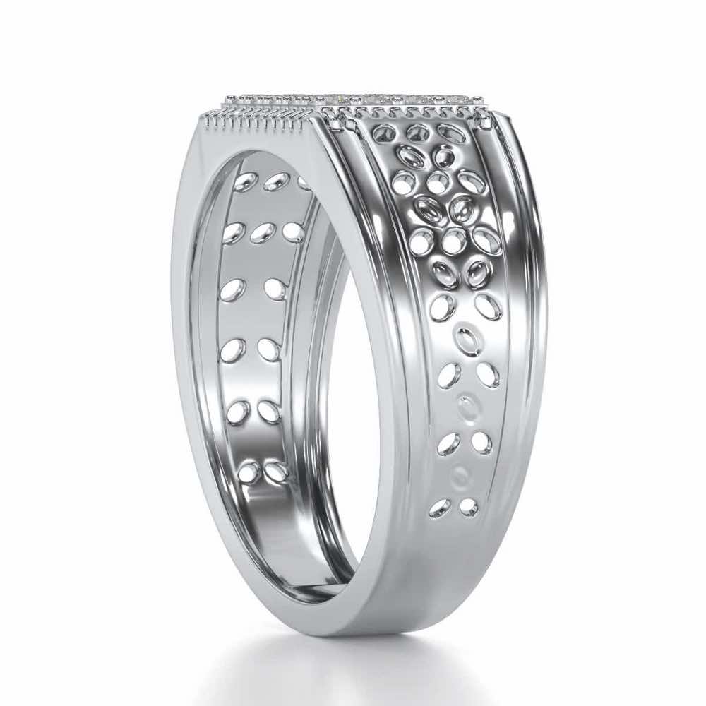 Zircon Silver Ring For Men - White Gold - Image 3