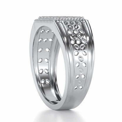 Zircon Silver Ring For Men - White Gold - Image 3