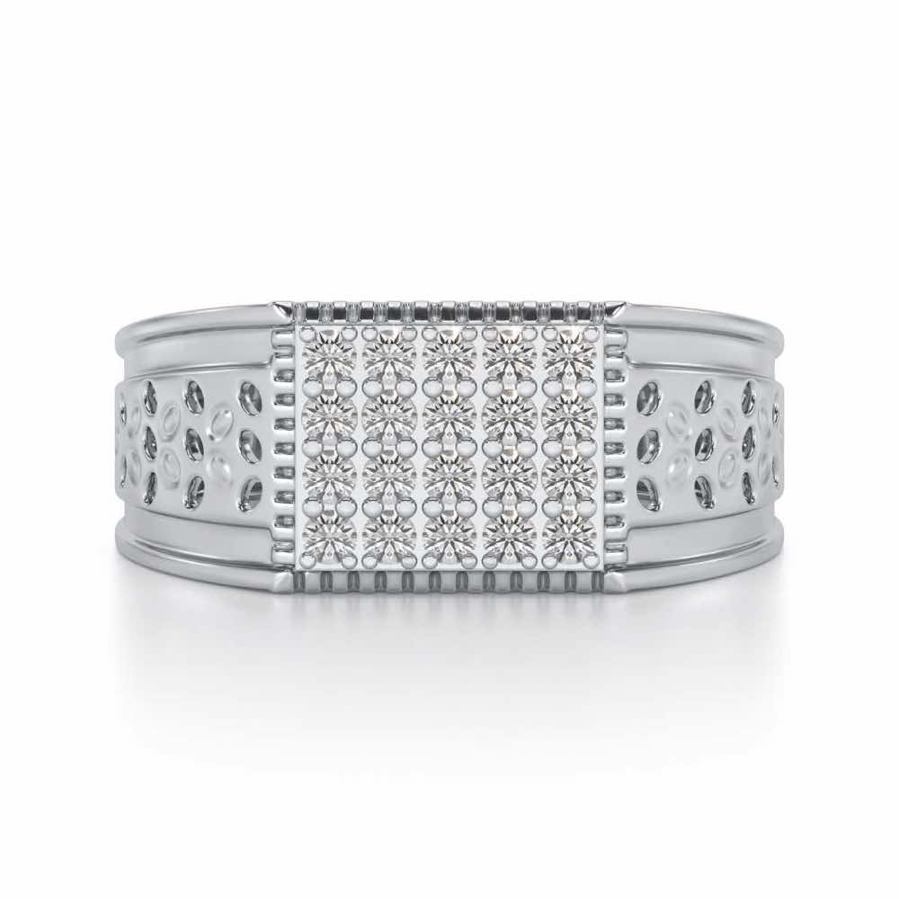 Zircon Silver Ring For Men - White Gold - Image 4