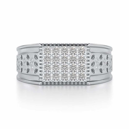 Zircon Silver Ring For Men - White Gold - Image 4