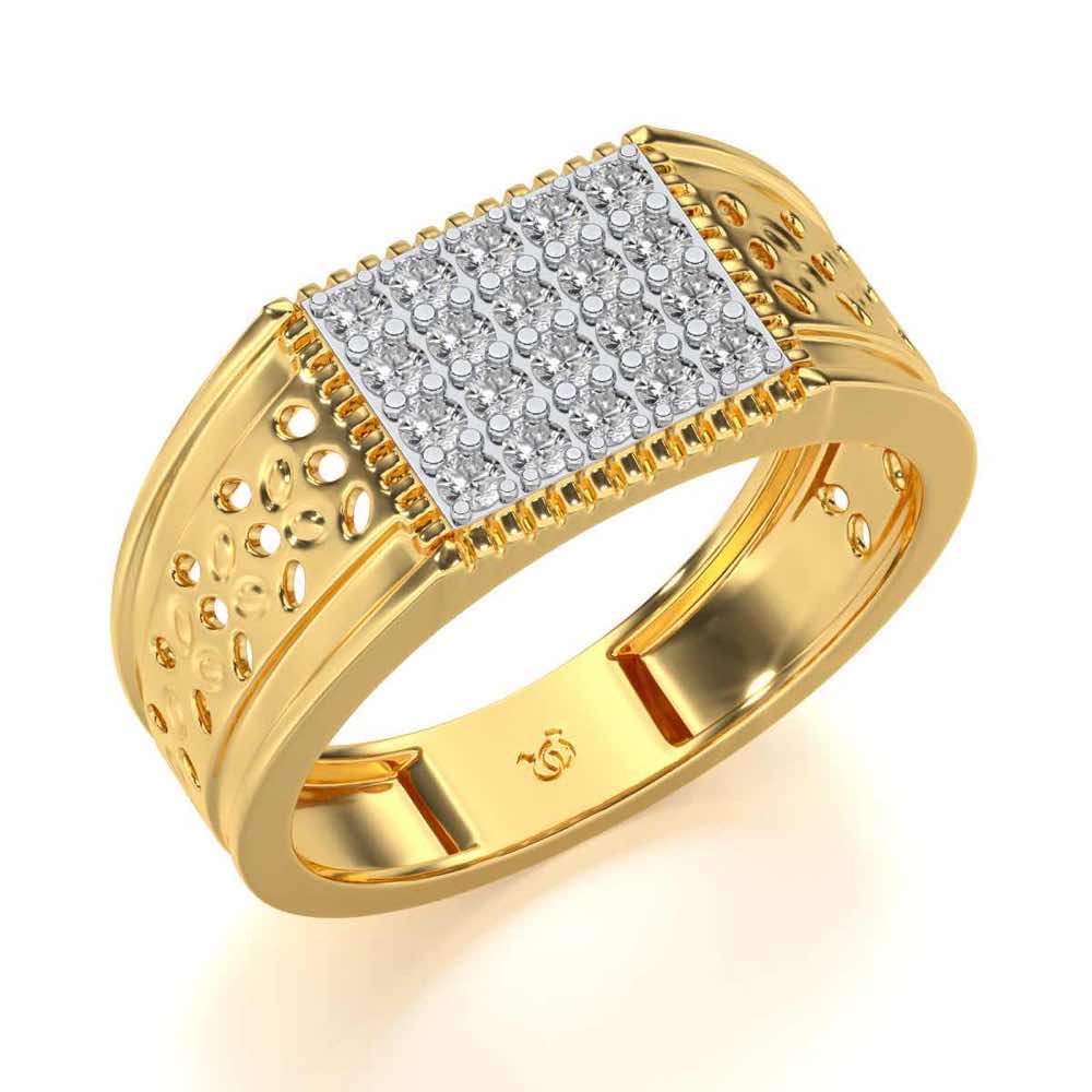 Zircon Silver Ring For Men - Yellow Gold - Image 1