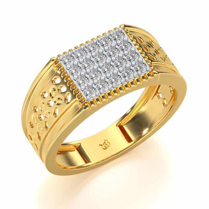 Zircon Silver Ring For Men - Yellow Gold - Image 1