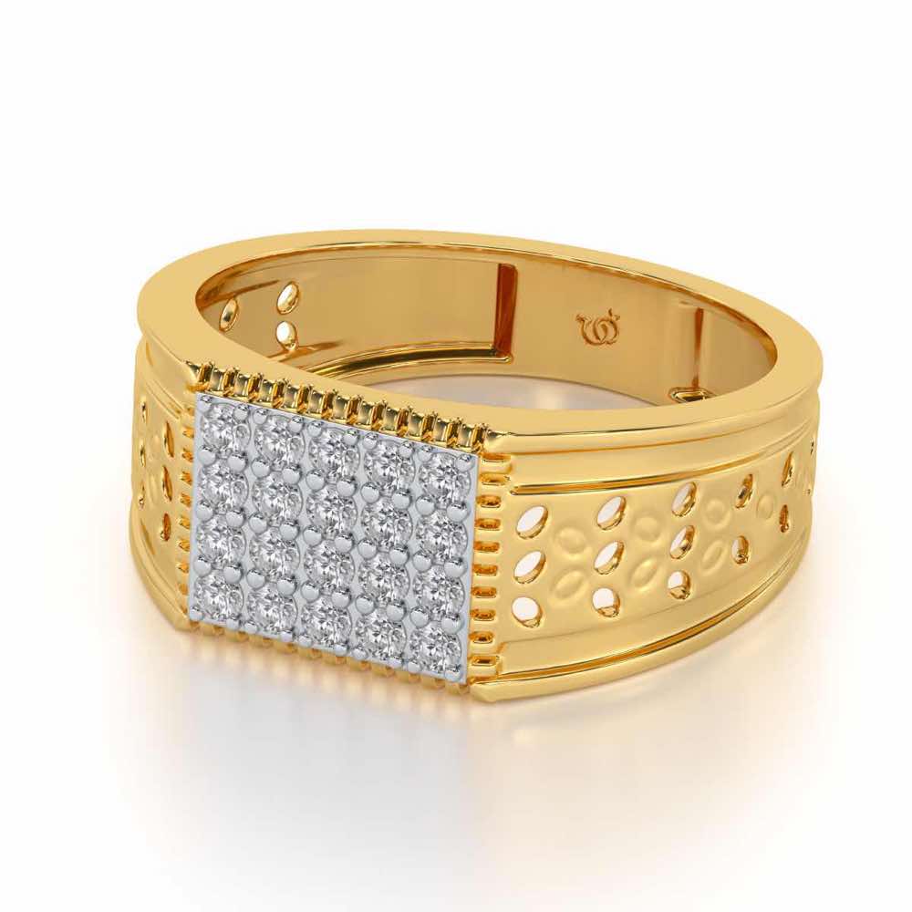 Zircon Silver Ring For Men - Yellow Gold - Image 2