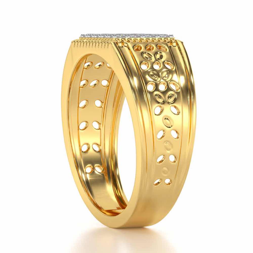 Zircon Silver Ring For Men - Yellow Gold - Image 3