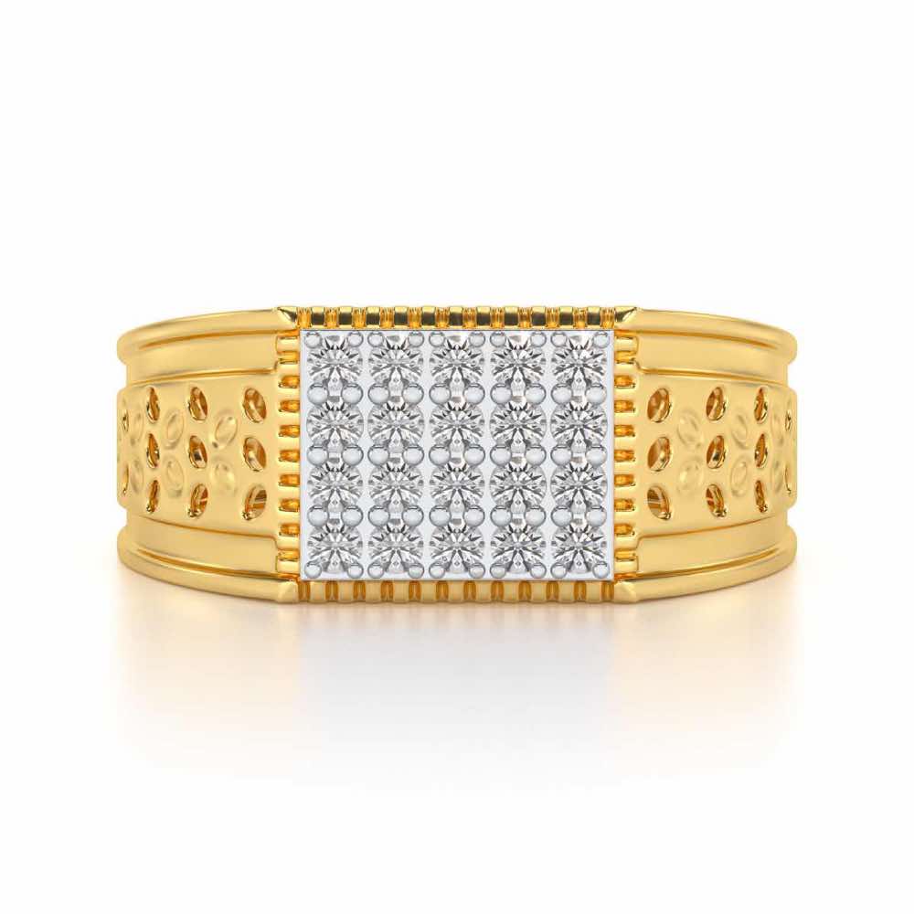 Zircon Silver Ring For Men - Yellow Gold - Image 4