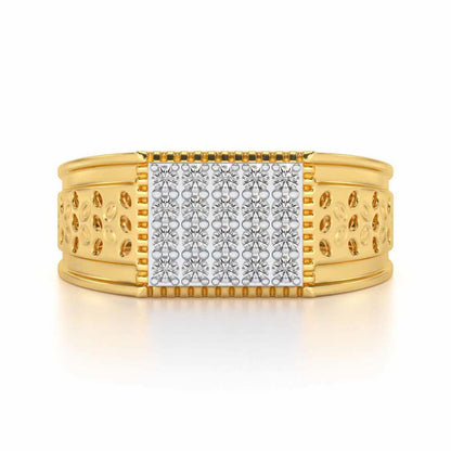 Zircon Silver Ring For Men - Yellow Gold - Image 4