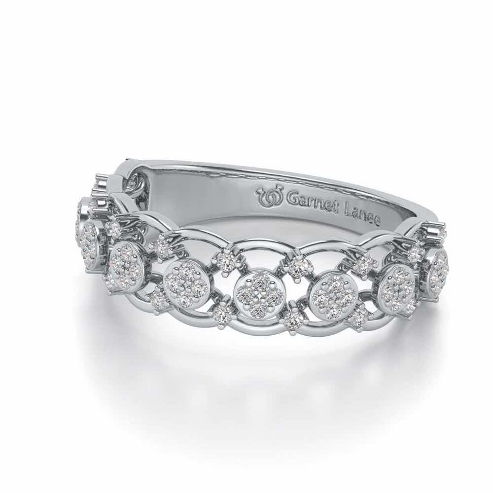 Ziya Glam Silver Band Ring - White Gold - Image 2