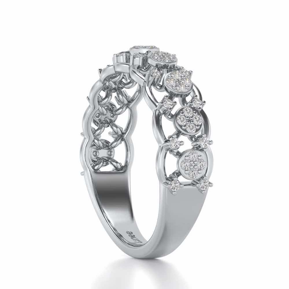 Ziya Glam Silver Band Ring - White Gold - Image 3