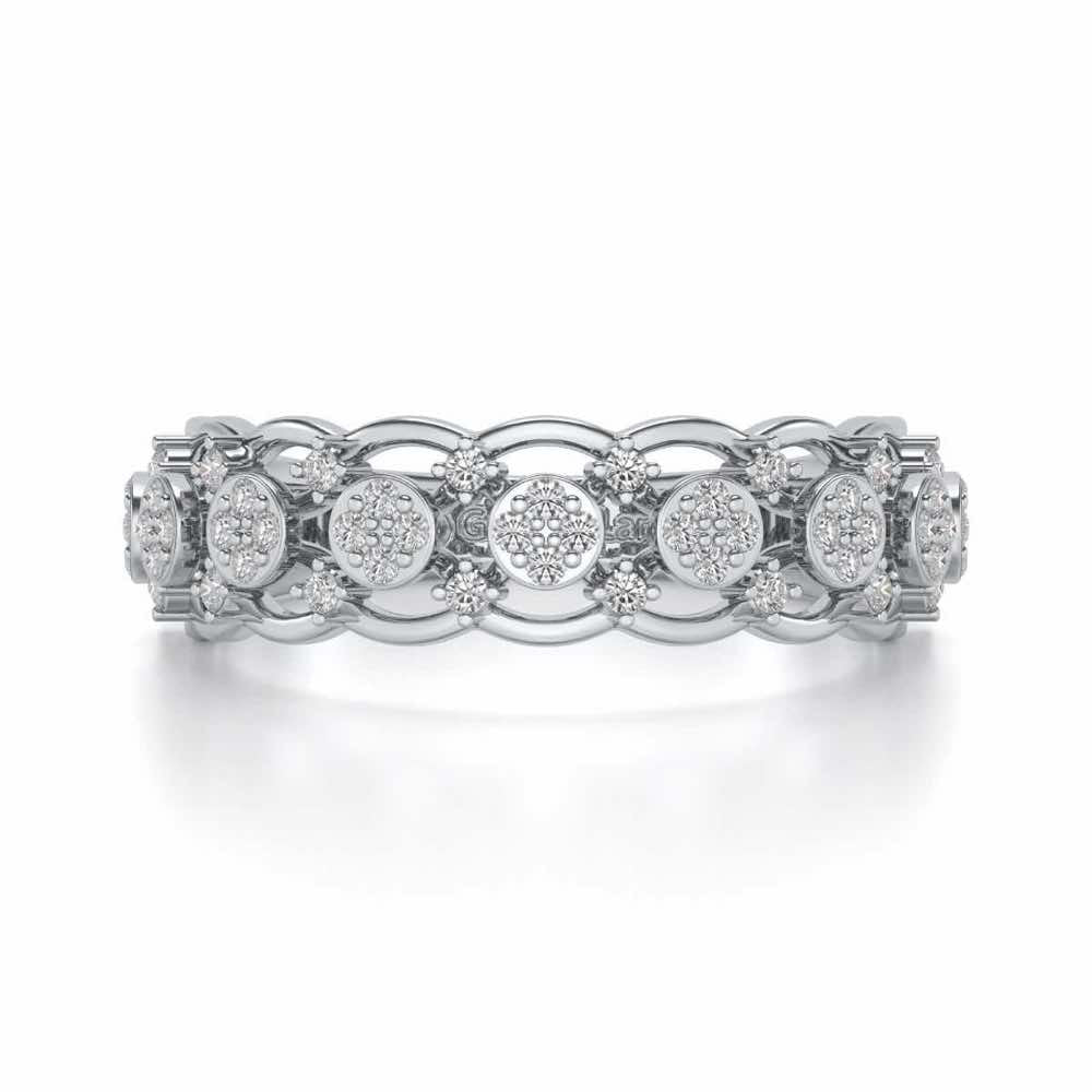 Ziya Glam Silver Band Ring - White Gold - Image 4