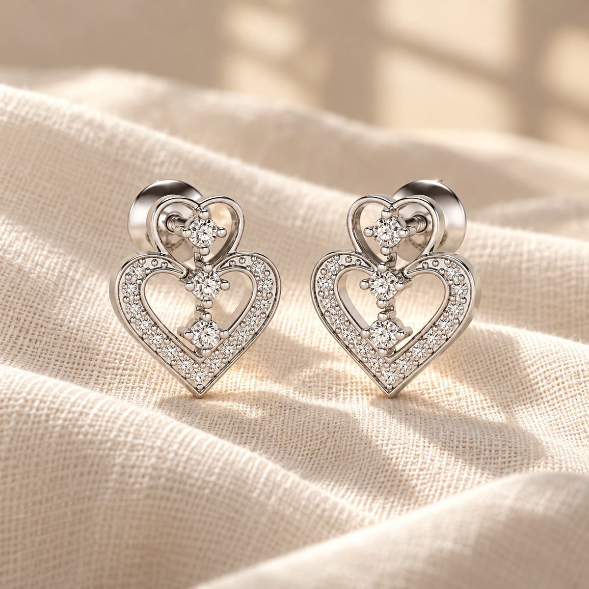 Aaravi Silver Earrings - White Gold - Aesthetic