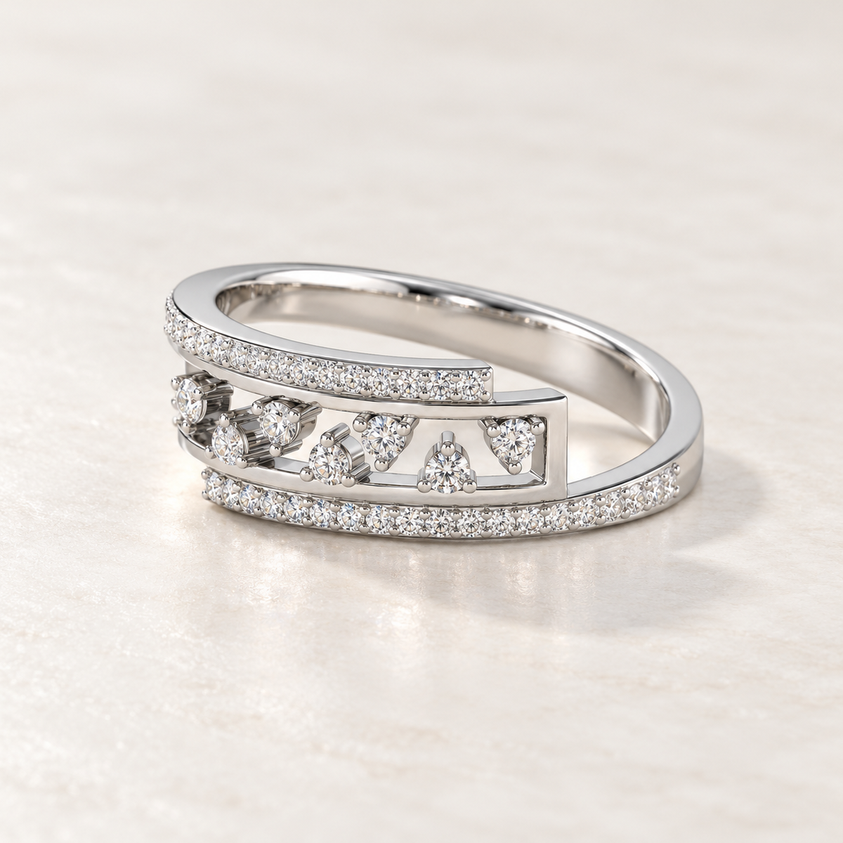 Accord Silver Band Ring — aesthetic view, naturally resting