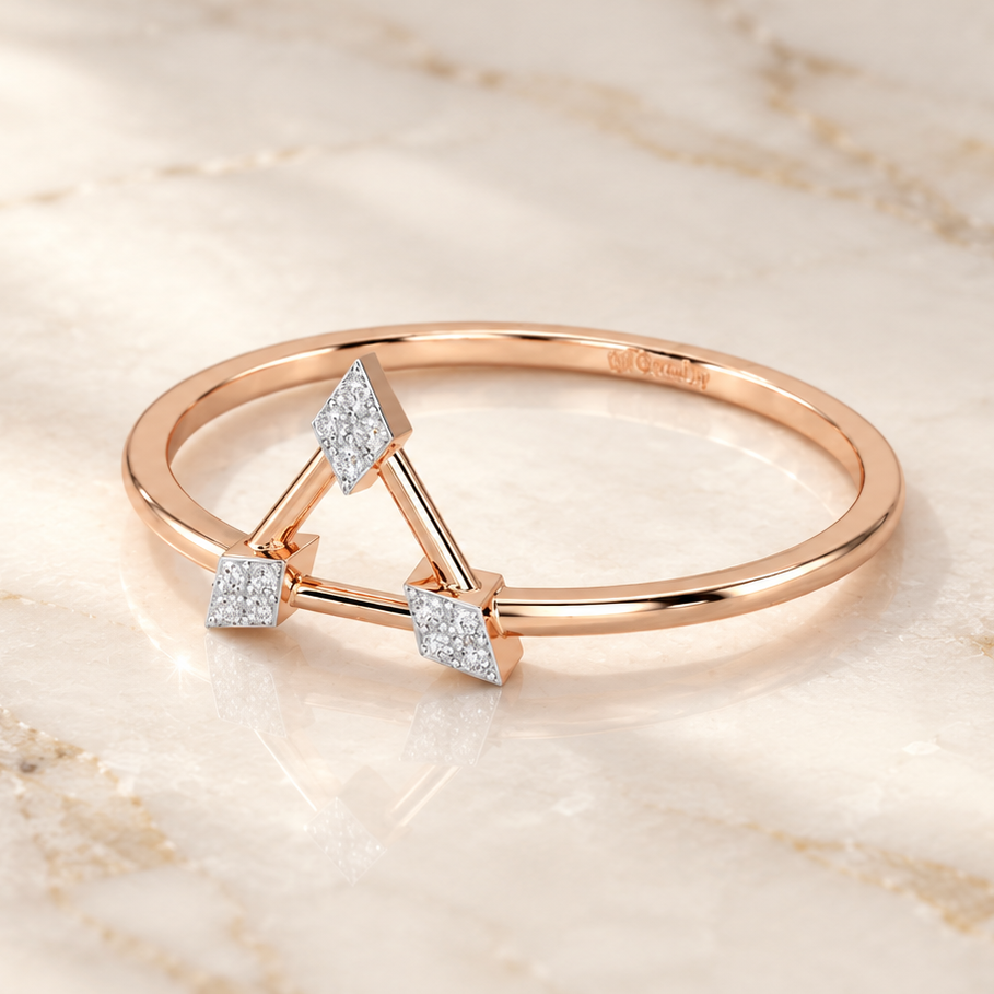 Airy Allure Silver Ring, Rose Gold, square aesthetic, naturally resting