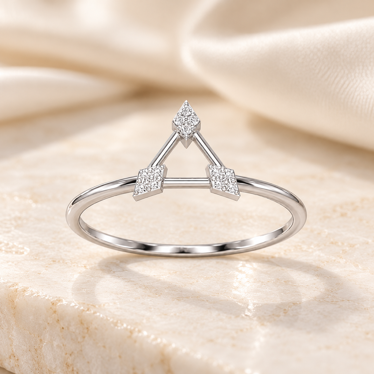 Airy Allure Silver Ring in white gold on ivory stone, based on source image 5