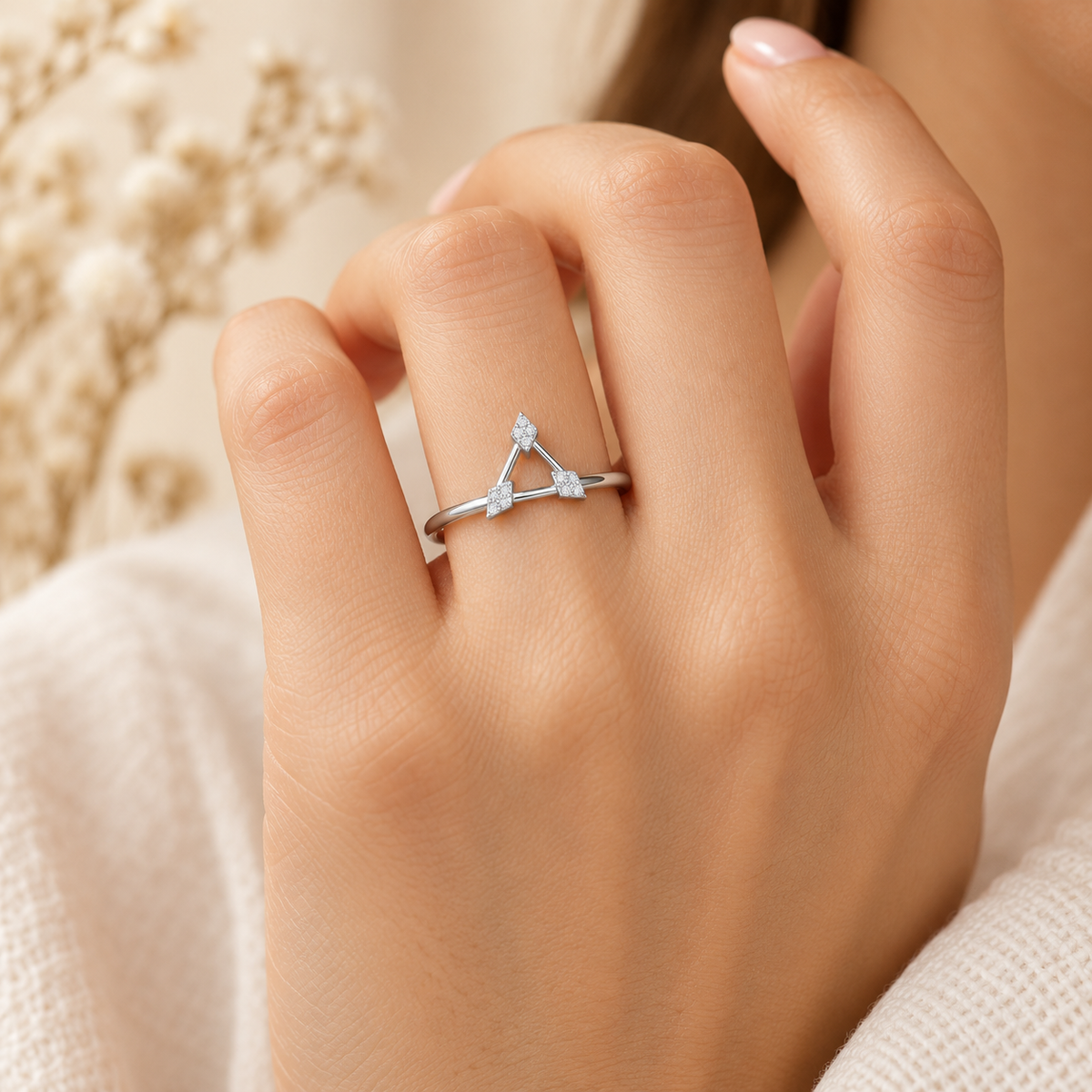 Airy Allure Silver Ring in white gold worn on hand, based on source image 5