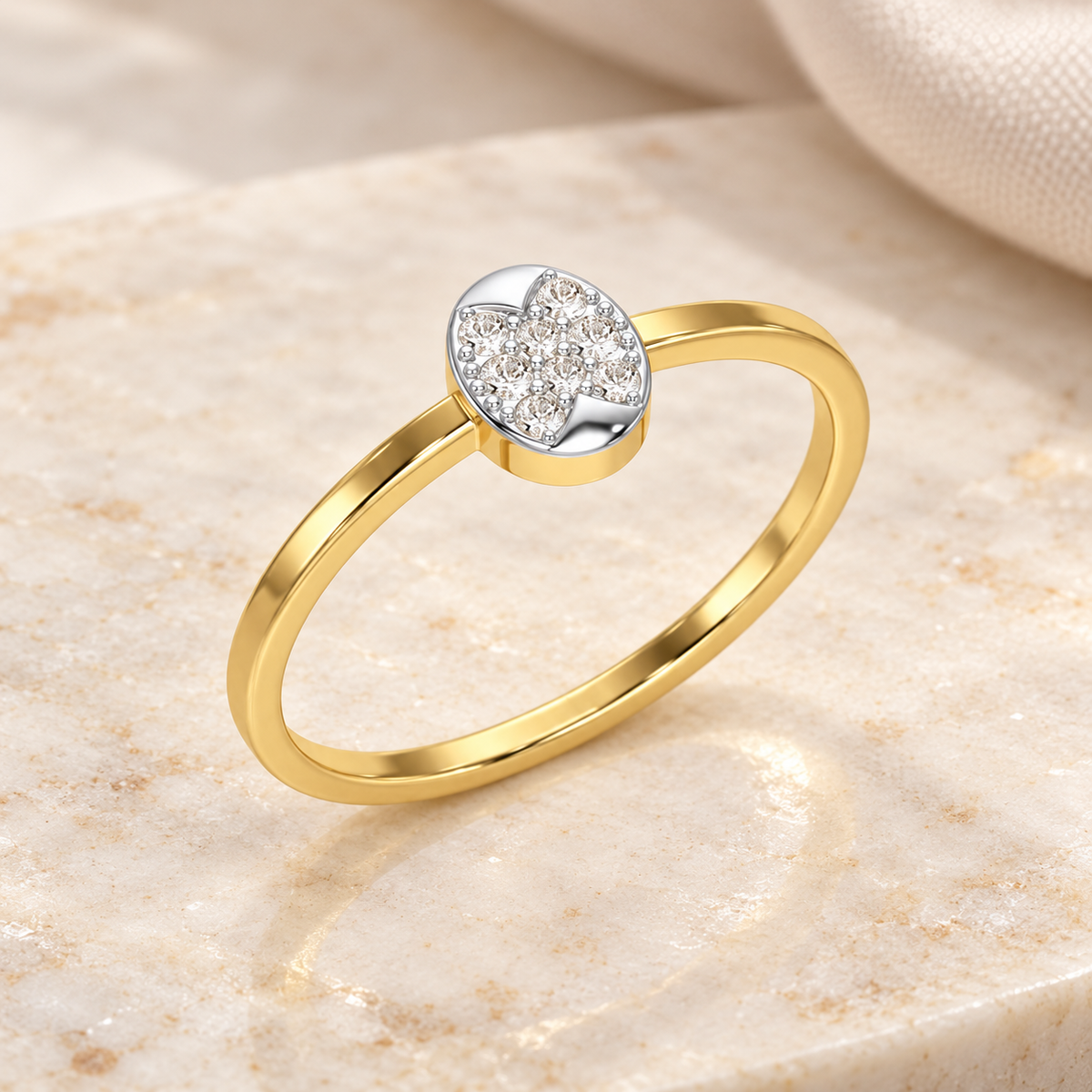 Airy Oval Silver Ring - Yellow Gold - Aesthetic, 1:1