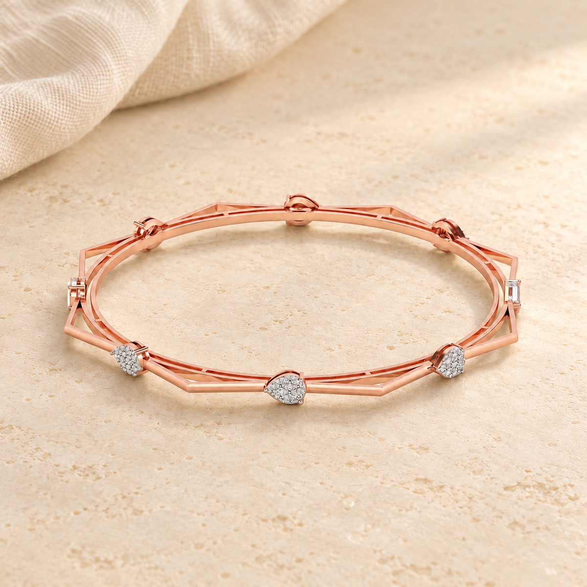 Alzir Silver Bangles - Rose Gold - Aesthetic
