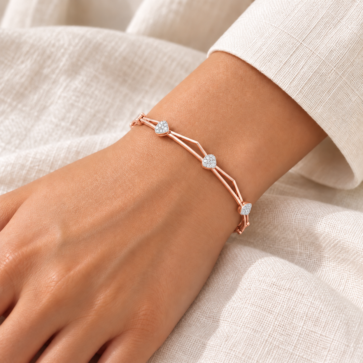 Alzir Silver Bangles - Rose Gold - Model