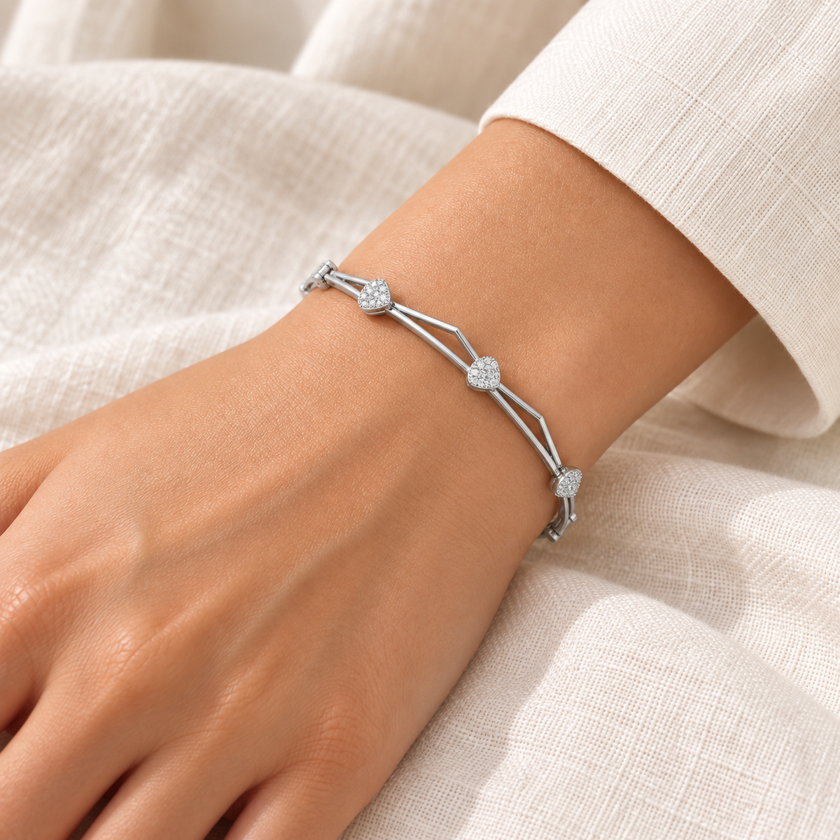 Alzir Silver Bangles - White Gold - Model