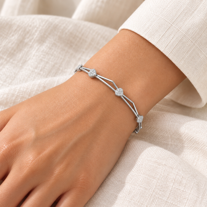 Alzir Silver Bangles - White Gold - Model