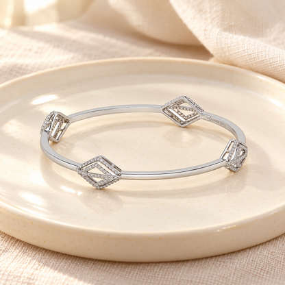 Amazed Silver Bangles - White Gold - Aesthetic