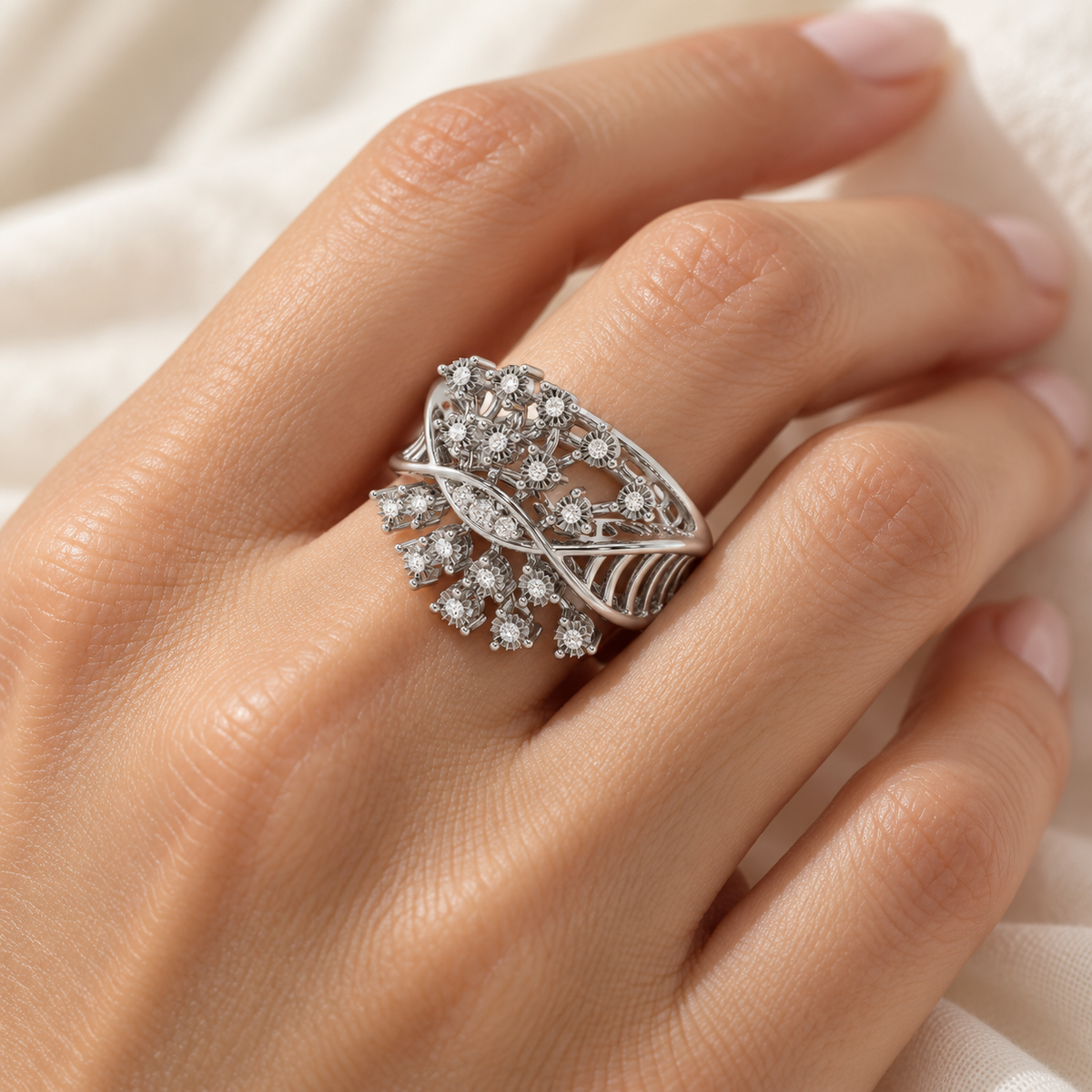 Amazing Glow Silver Ring - White Gold - Model