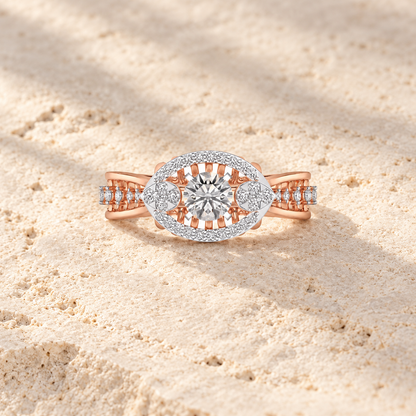 Amera Solitaire Ring, rose gold finish, square aesthetic image