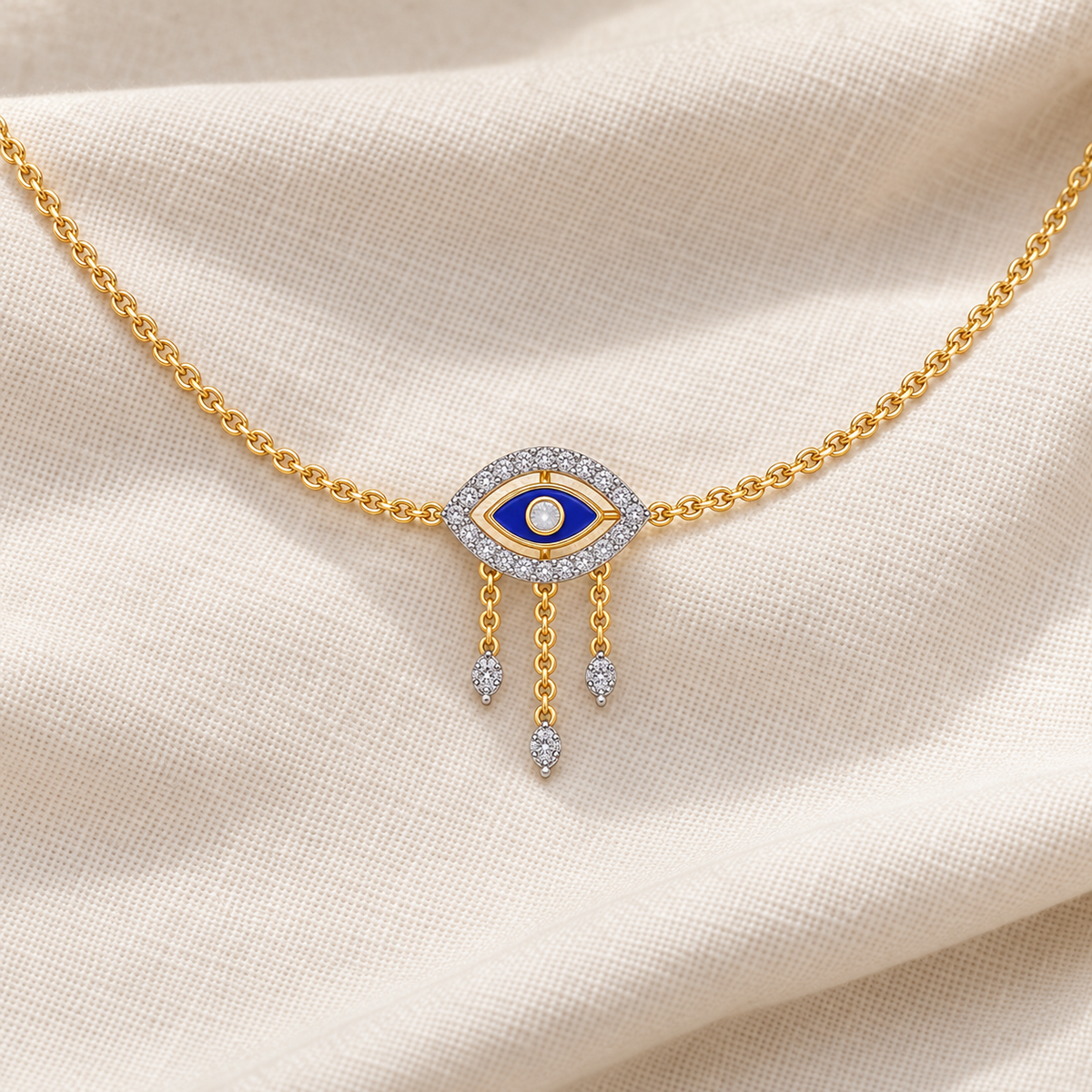 Amulet Eye Silver Necklace - Yellow Gold - Aesthetic
