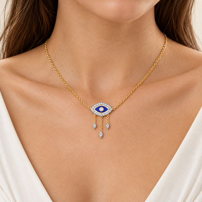 Amulet Eye Silver Necklace - Yellow Gold - Model