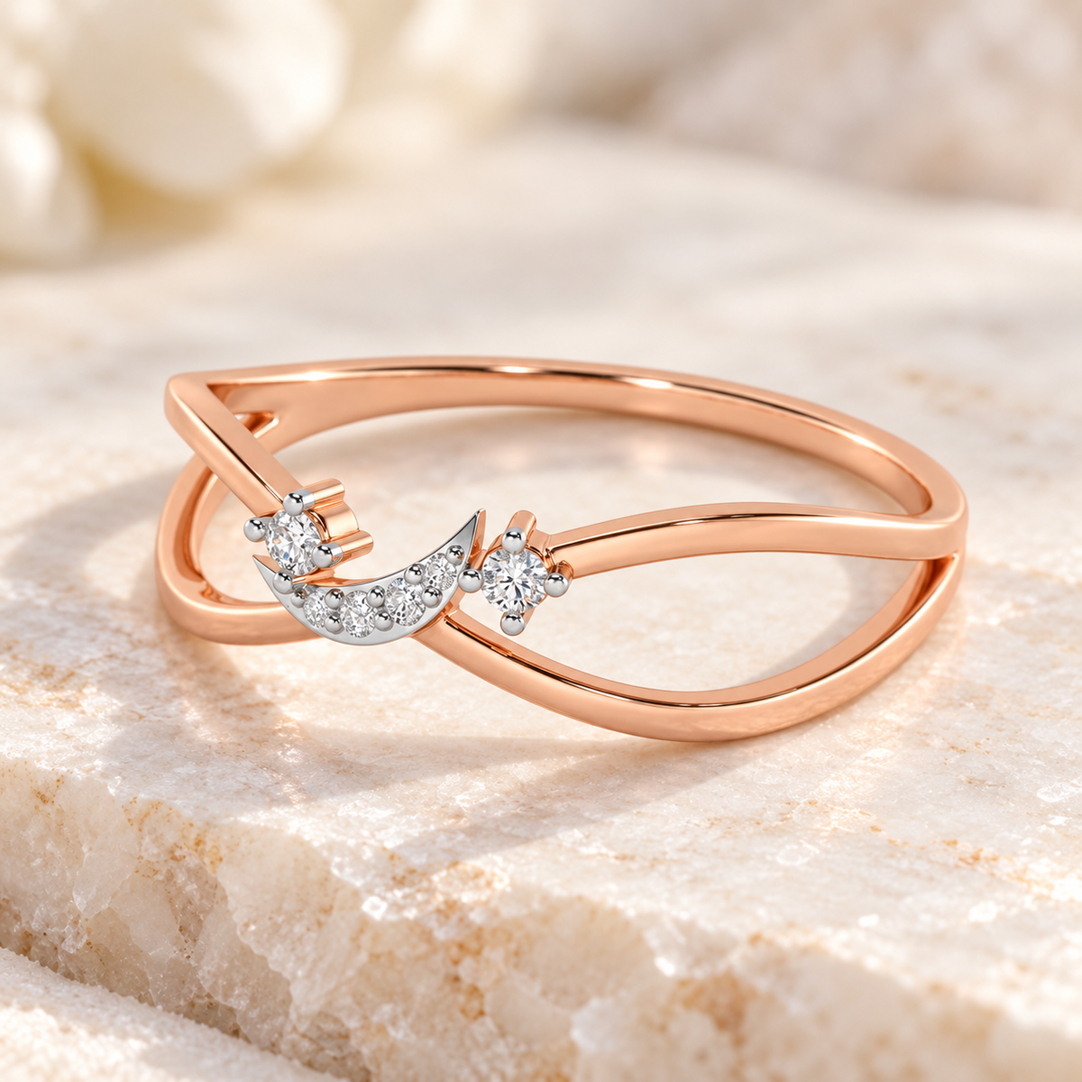 Angelic Aura Silver Ring - Rose Gold - Aesthetic square
