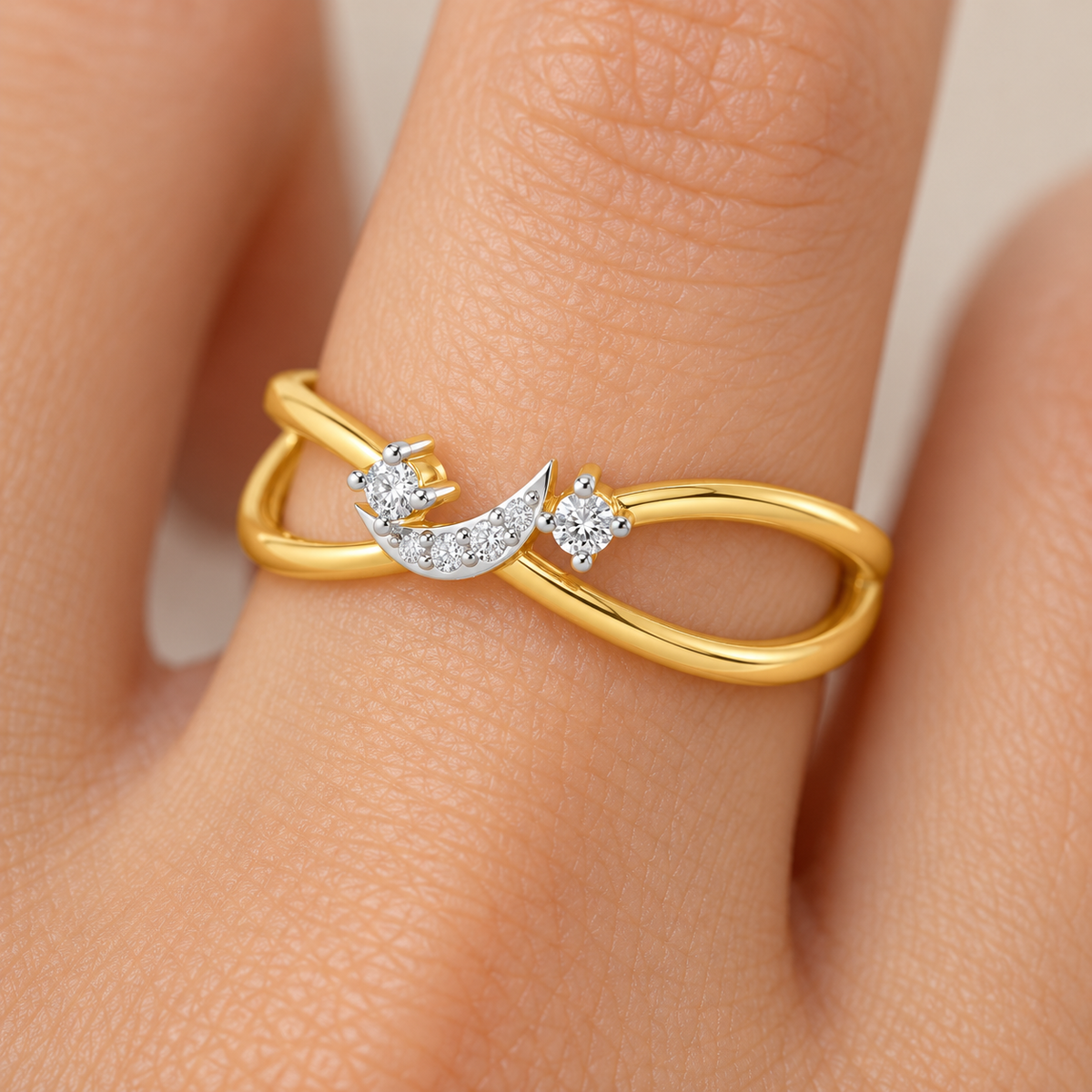 Angelic Aura Silver Ring - Yellow Gold - Model square