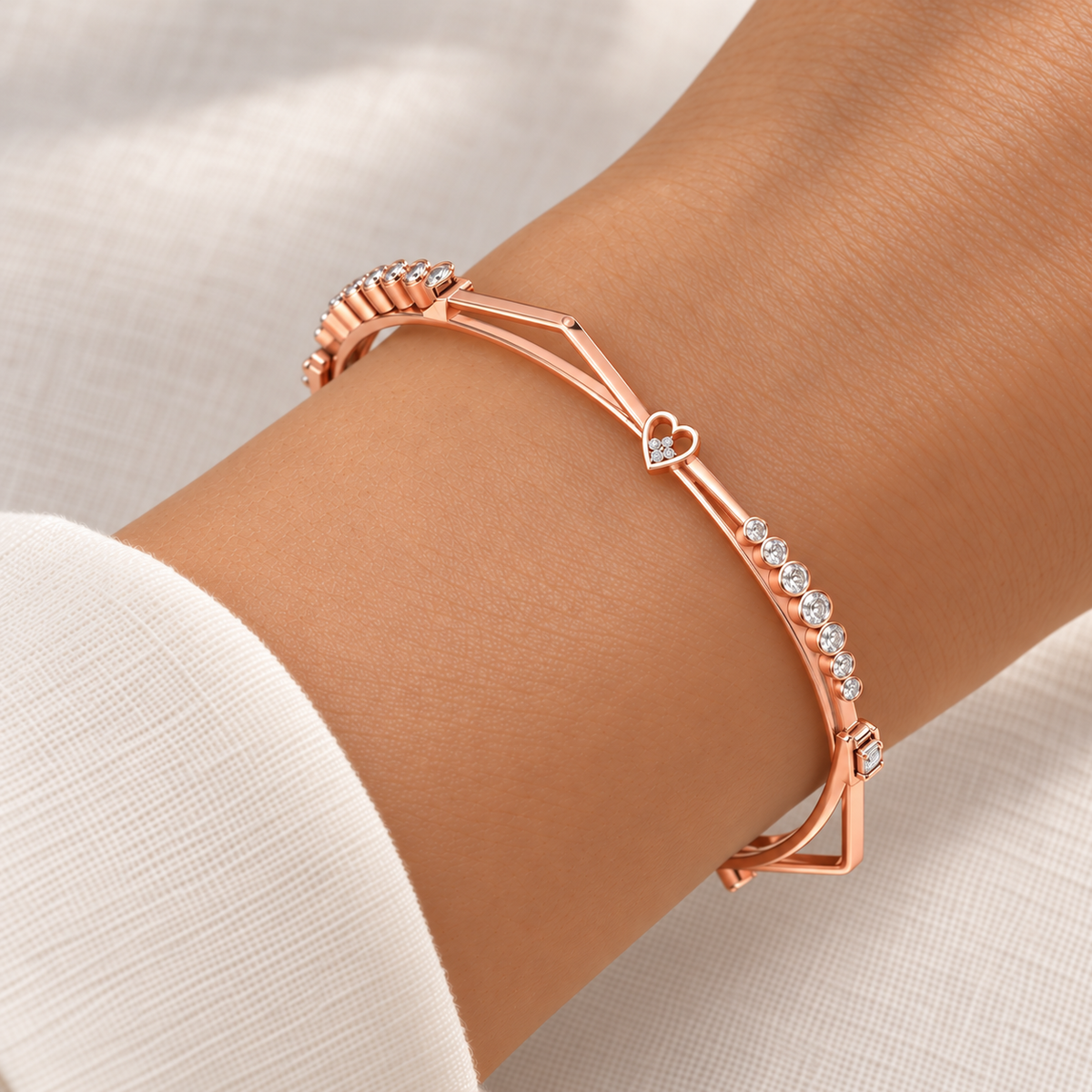 Antares Silver Bangles - Rose Gold - Model