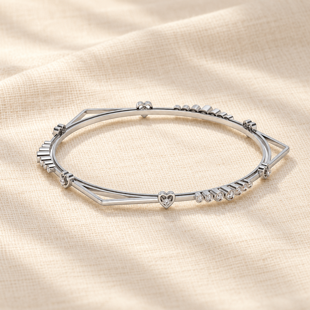 Antares Silver Bangles - White Gold - Aesthetic