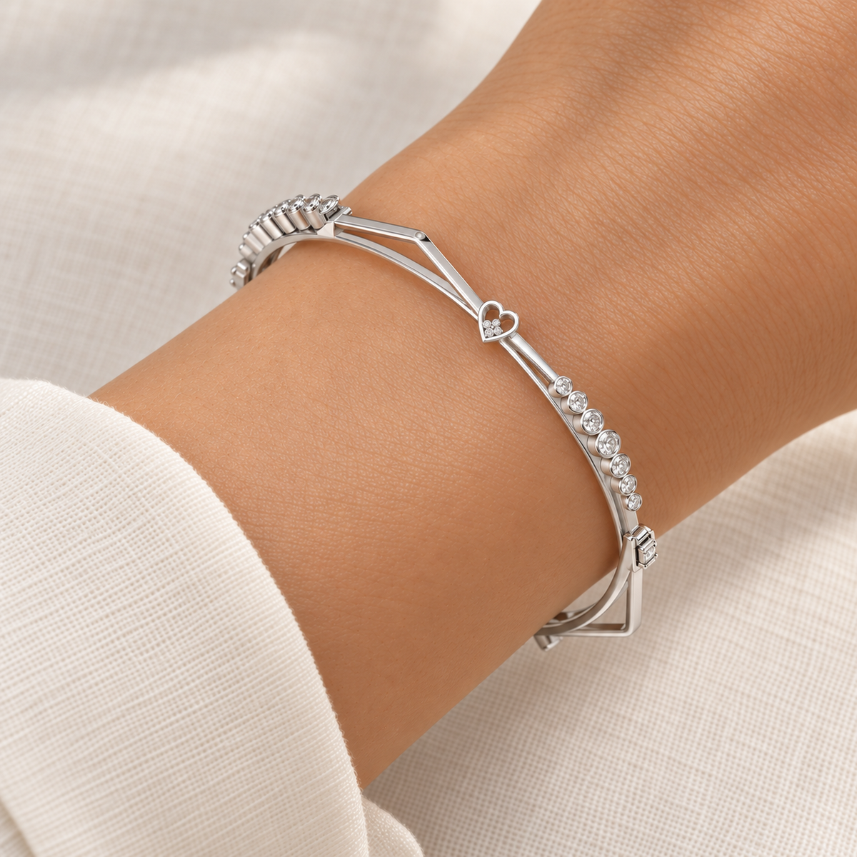 Antares Silver Bangles - White Gold - Model