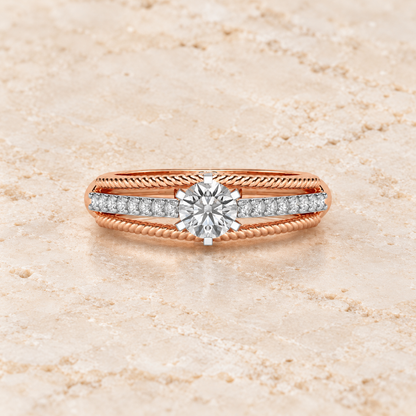Antique cae Solitaire Silver Ring in rose gold, square aesthetic image