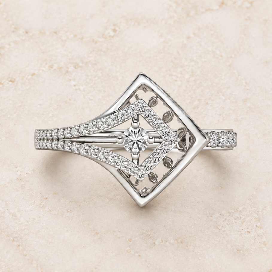 Arrow Eye Silver Ring, square flat-lay aesthetic