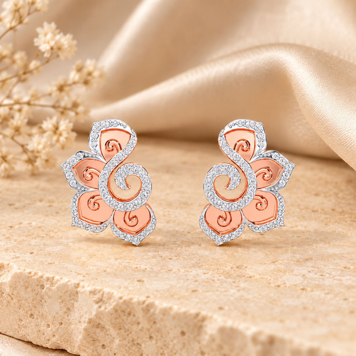 Aspiring Glow Silver Earrings - Rose Gold - Aesthetic