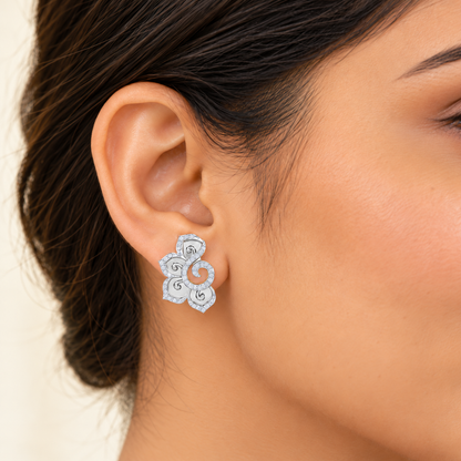 Aspiring Glow Silver Earrings - White Gold - Model
