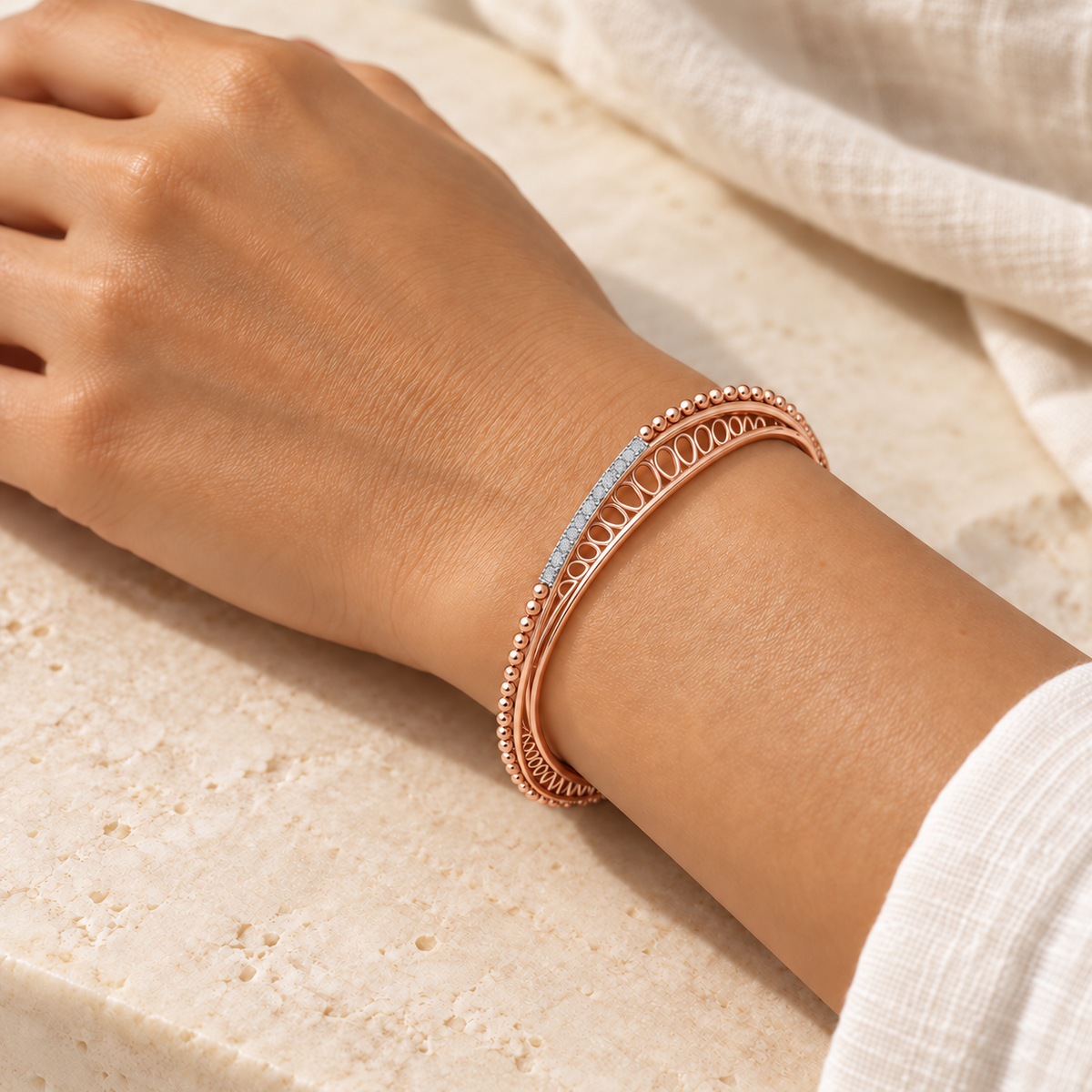 Astro Silver Bangles - Rose Gold - Model