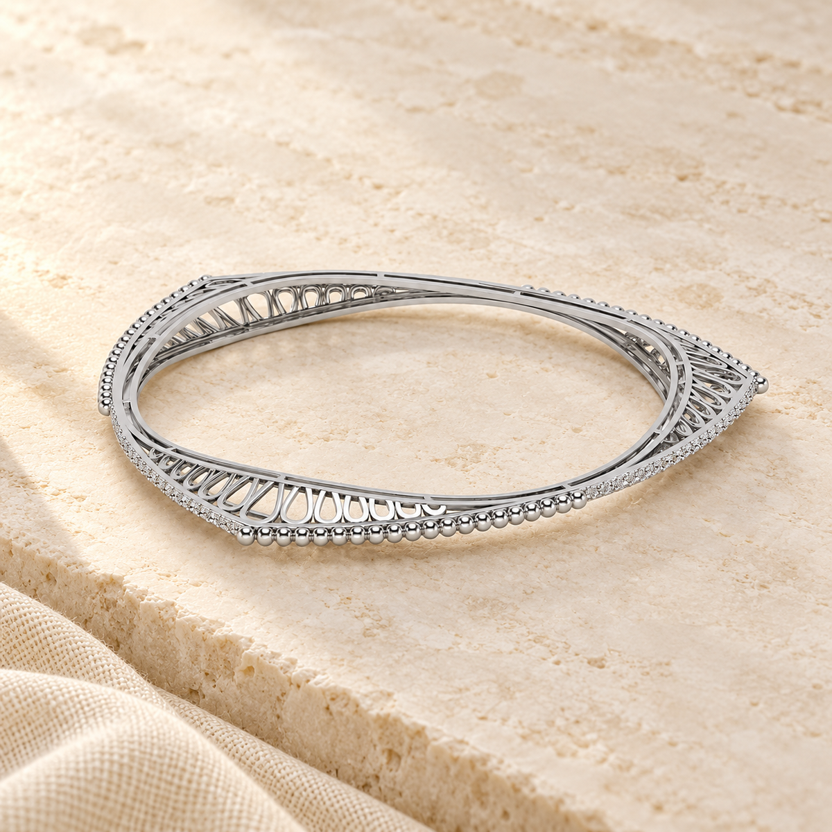 Astro Silver Bangles - White Gold - Aesthetic