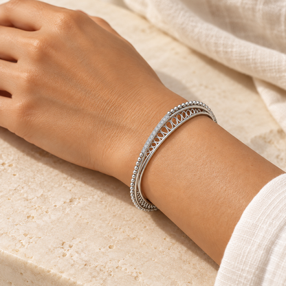 Astro Silver Bangles - White Gold - Model