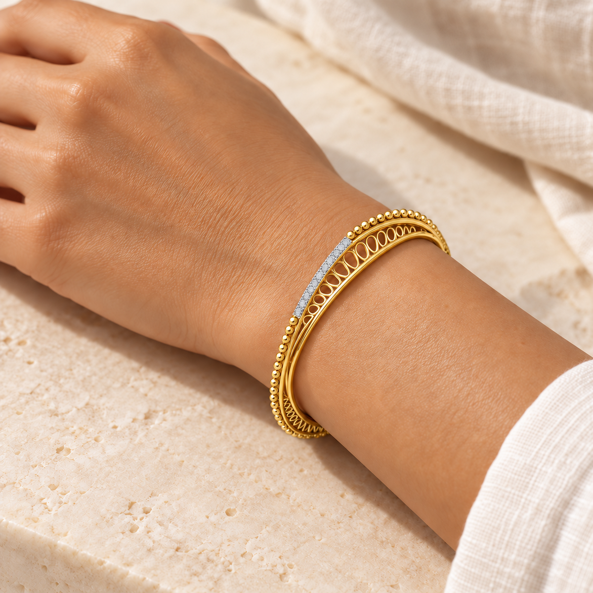 Astro Silver Bangles - Yellow Gold - Model