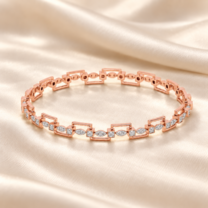Bar Wave Silver Bangles - Rose Gold - Aesthetic
